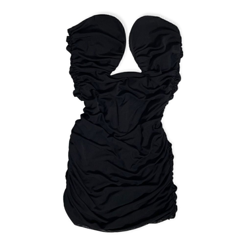 Guilty of Glam Ruched Strapless Mini Dress Black